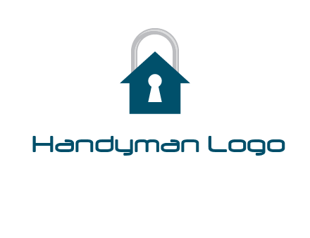 keyhole inside house in lock logo