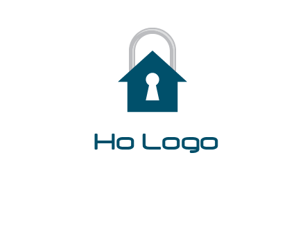keyhole inside house in lock logo