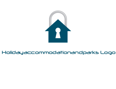 keyhole inside house in lock logo