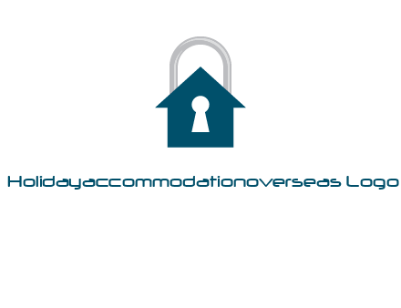 keyhole inside house in lock logo