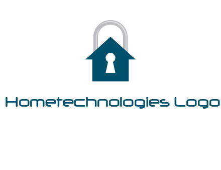 keyhole inside house in lock logo