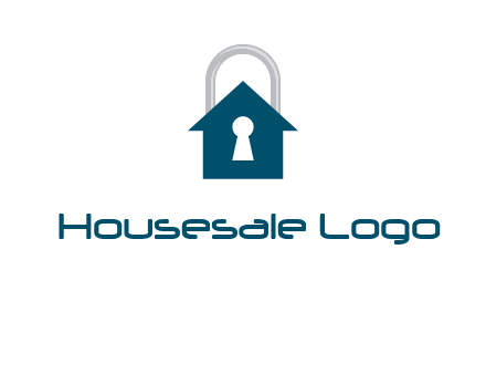 keyhole inside house in lock logo