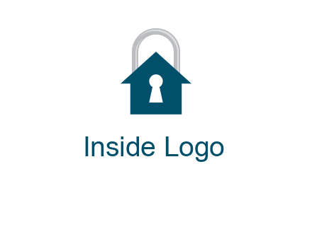 keyhole inside house in lock logo
