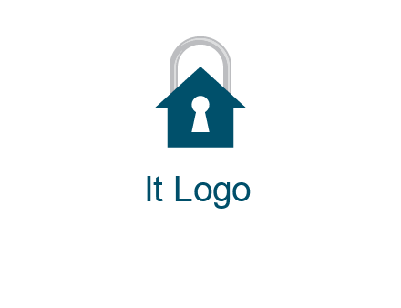 keyhole inside house in lock logo