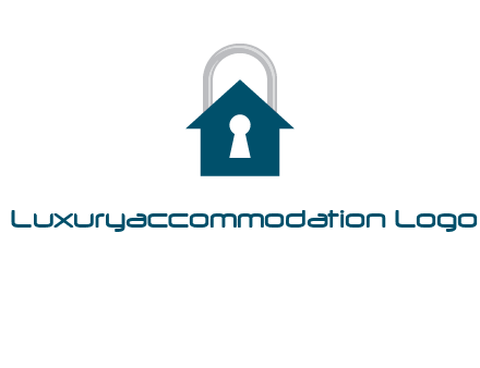 keyhole inside house in lock logo