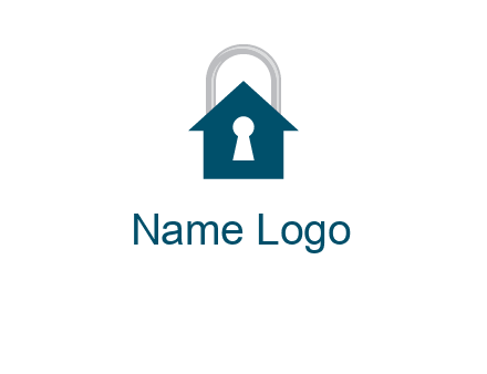 keyhole inside house in lock logo