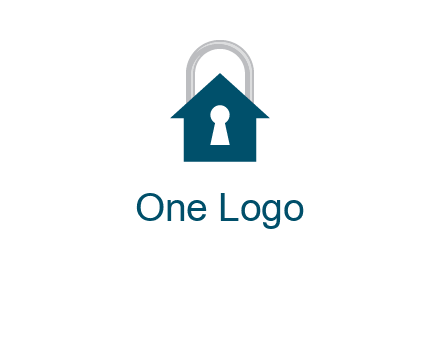 keyhole inside house in lock logo