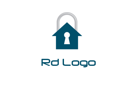 keyhole inside house in lock logo