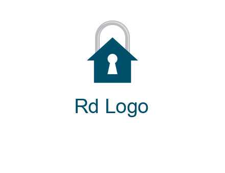 keyhole inside house in lock logo