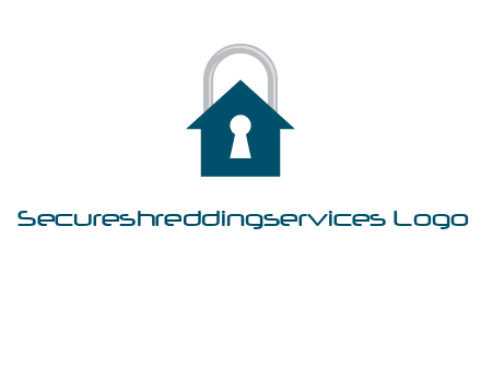 keyhole inside house in lock logo