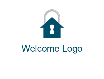 keyhole inside house in lock logo