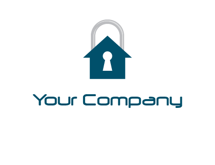keyhole inside house in lock logo