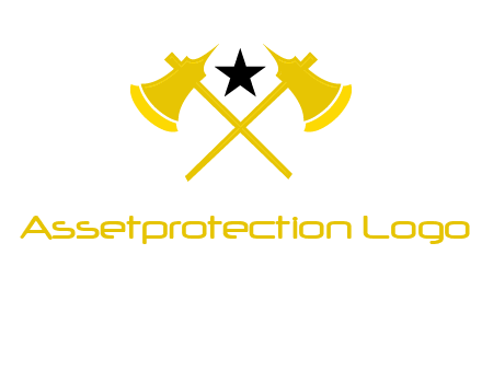 crossed battle axes with star logo