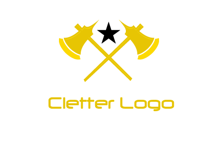 crossed battle axes with star logo