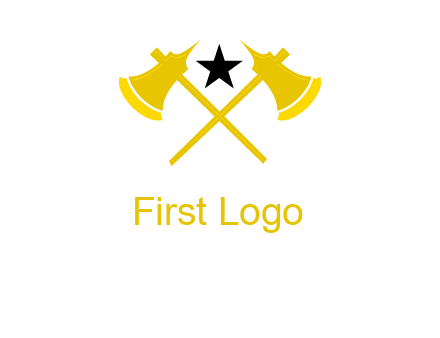 crossed battle axes with star logo