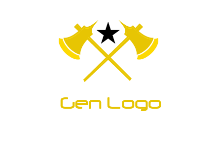crossed battle axes with star logo