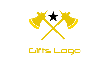 crossed battle axes with star logo