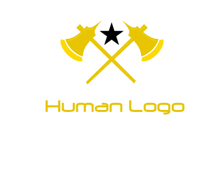 crossed battle axes with star logo