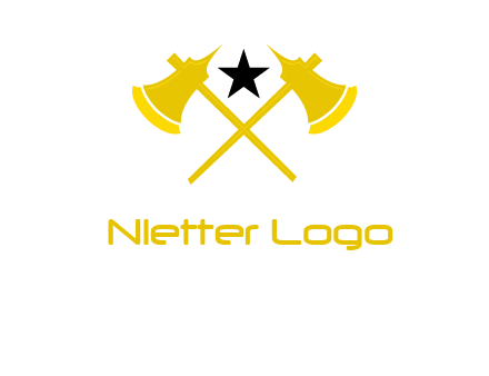 crossed battle axes with star logo