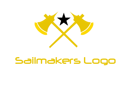 crossed battle axes with star logo