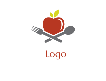 apple with fork and spoon logo
