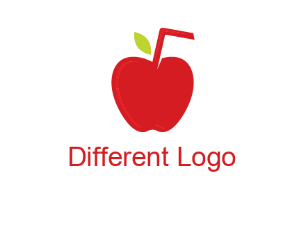 apple with straw beverage logo
