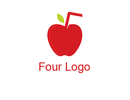 apple with straw beverage logo