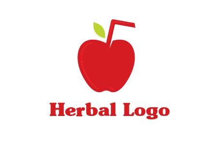 apple with straw beverage logo