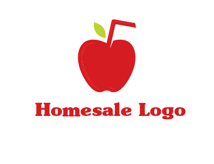 apple with straw beverage logo