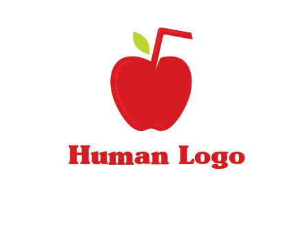 apple with straw beverage logo