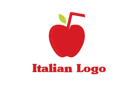 apple with straw beverage logo