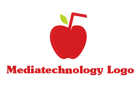 apple with straw beverage logo
