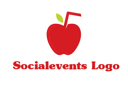 apple with straw beverage logo