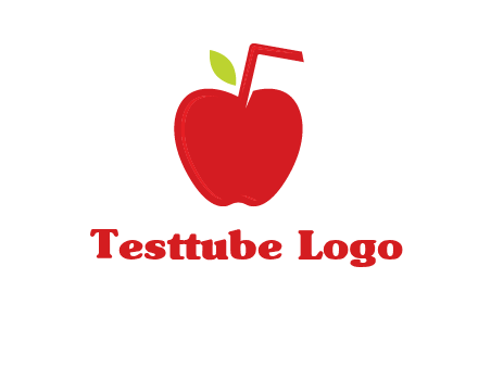 apple with straw beverage logo