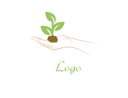 hand holding plant logo