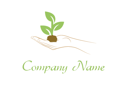 hand holding plant logo