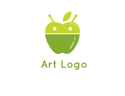 android mix with apple logo