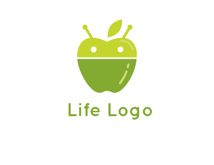 android mix with apple logo