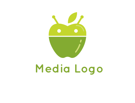 android mix with apple logo