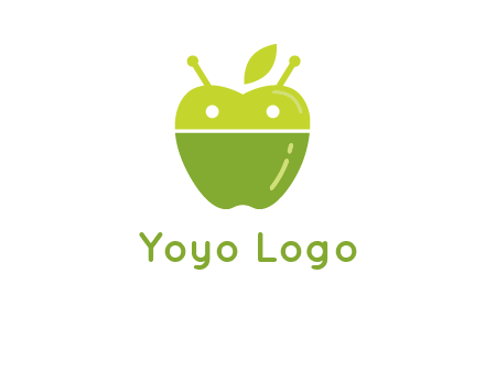 android mix with apple logo