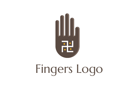 hand logo with the Swastika symbol