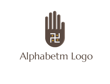 hand logo with the Swastika symbol