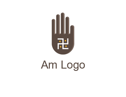 hand logo with the Swastika symbol