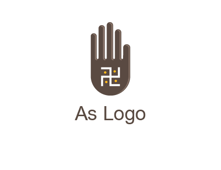 hand logo with the Swastika symbol