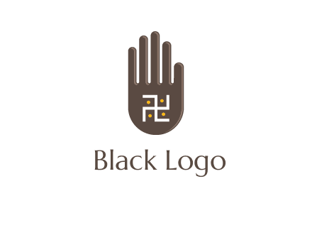 hand logo with the Swastika symbol