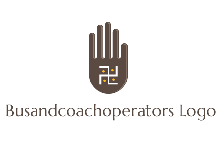 hand logo with the Swastika symbol