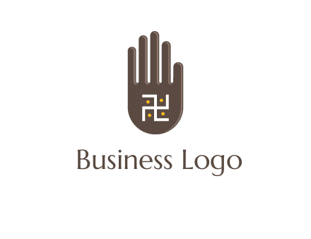 hand logo with the Swastika symbol