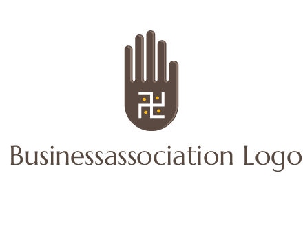 hand logo with the Swastika symbol