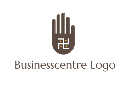 hand logo with the Swastika symbol