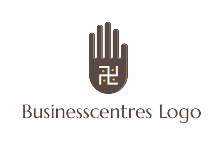hand logo with the Swastika symbol